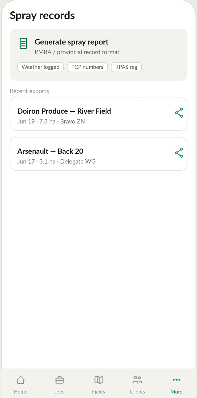 Compliance record screen